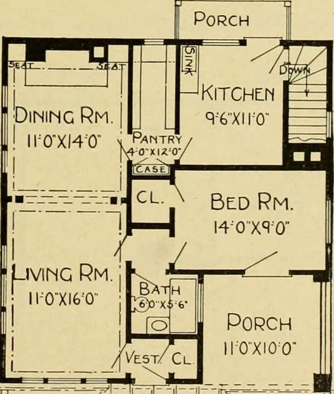 An illustration from Radford's artistic bungalows : unique collection of 208 designs, best modern ideas in bungalow architecture., 1908, leaf 74