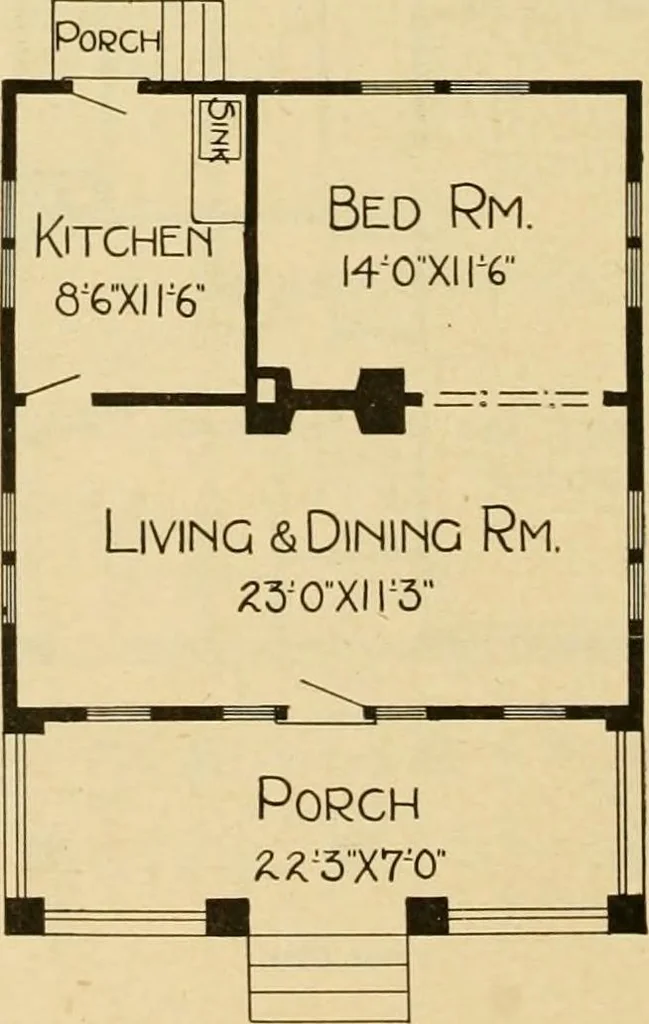 An illustration from Radford's artistic bungalows : unique collection of 208 designs, best modern ideas in bungalow architecture., 1908, leaf 75