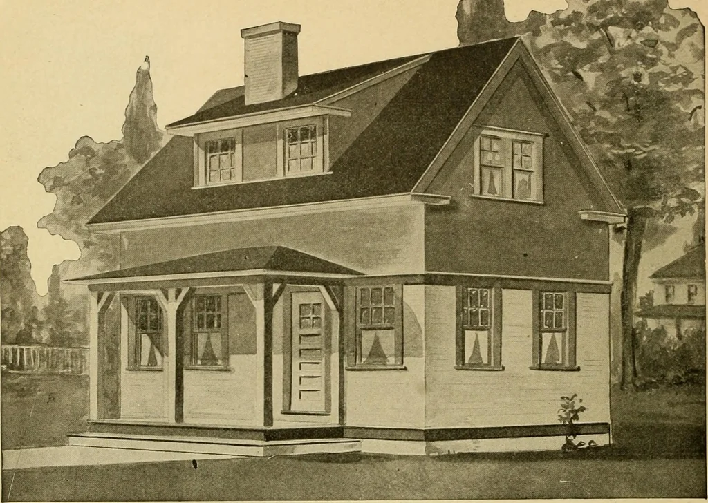 An illustration from Radford's artistic bungalows : unique collection of 208 designs, best modern ideas in bungalow architecture., 1908, leaf 77