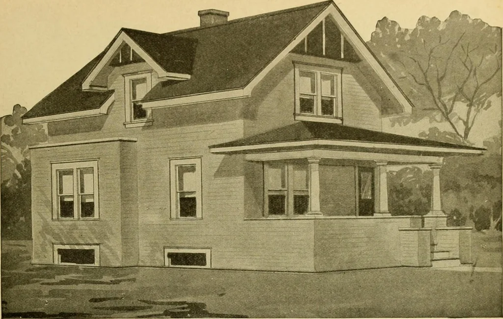 An illustration from Radford's artistic bungalows : unique collection of 208 designs, best modern ideas in bungalow architecture., 1908, leaf 78