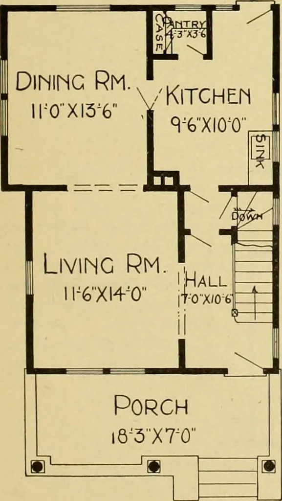 An illustration from Radford's artistic bungalows : unique collection of 208 designs, best modern ideas in bungalow architecture., 1908, leaf 78