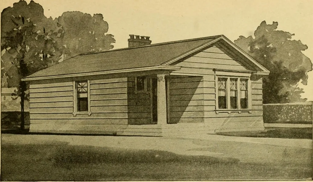 An illustration from Radford's artistic bungalows : unique collection of 208 designs, best modern ideas in bungalow architecture., 1908, leaf 80