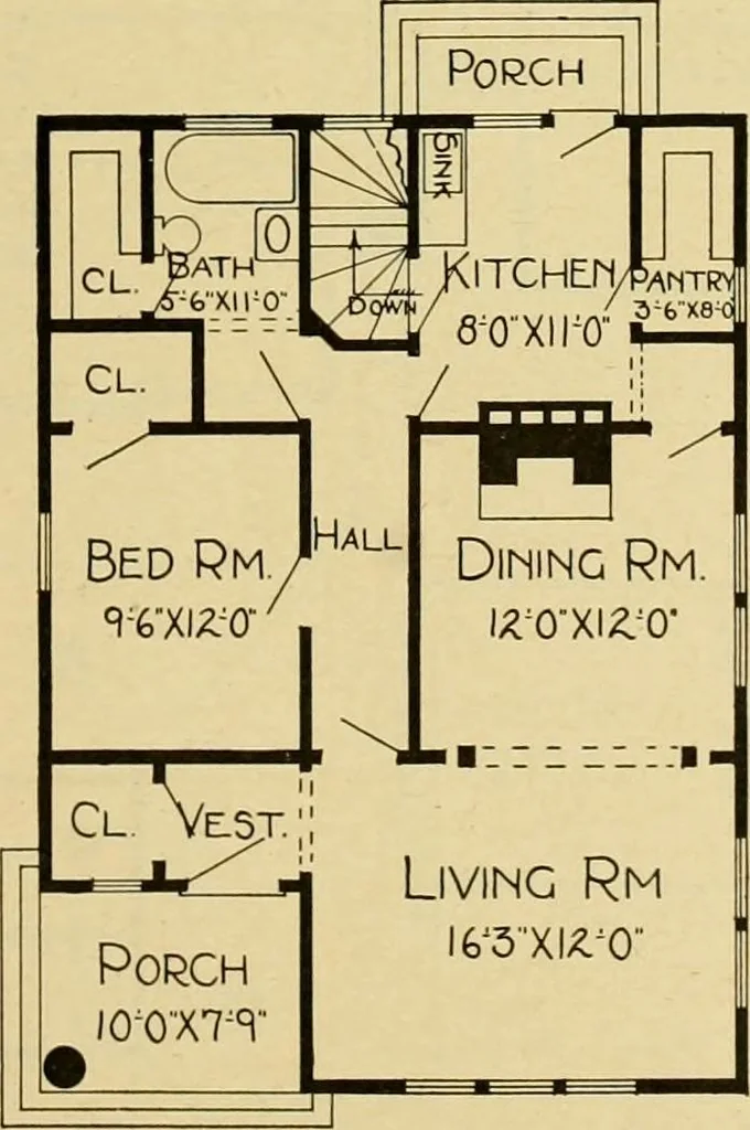 An illustration from Radford's artistic bungalows : unique collection of 208 designs, best modern ideas in bungalow architecture., 1908, leaf 80