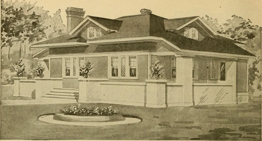 An illustration from Radford's artistic bungalows : unique collection of 208 designs, best modern ideas in bungalow architecture., 1908, leaf 81