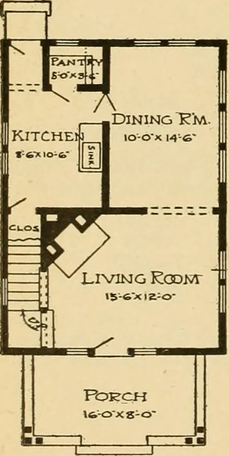 An illustration from Radford's artistic bungalows : unique collection of 208 designs, best modern ideas in bungalow architecture., 1908, leaf 87