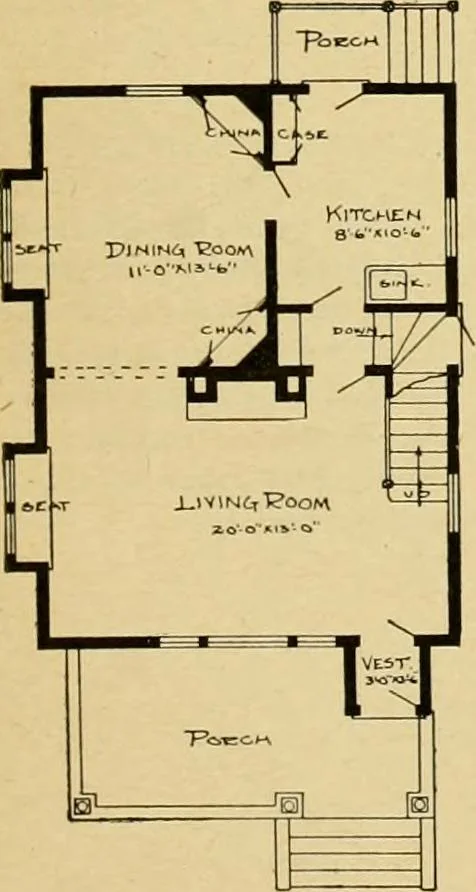 An illustration from Radford's artistic bungalows : unique collection of 208 designs, best modern ideas in bungalow architecture., 1908, leaf 88