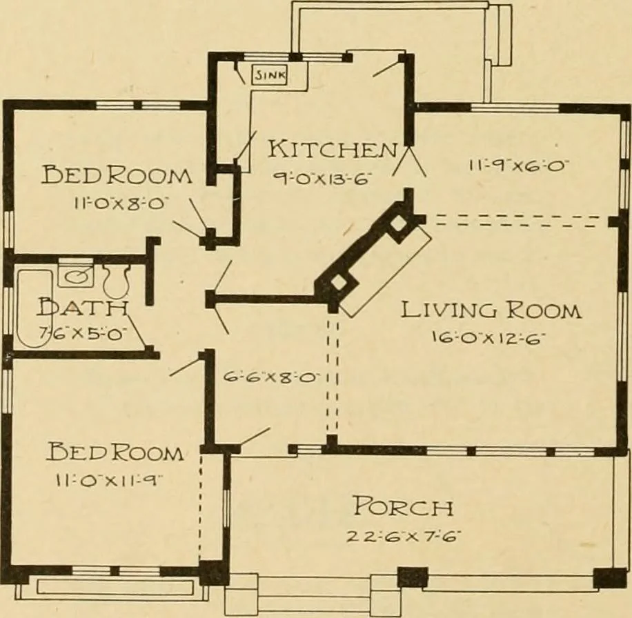 An illustration from Radford's artistic bungalows : unique collection of 208 designs, best modern ideas in bungalow architecture., 1908, leaf 89