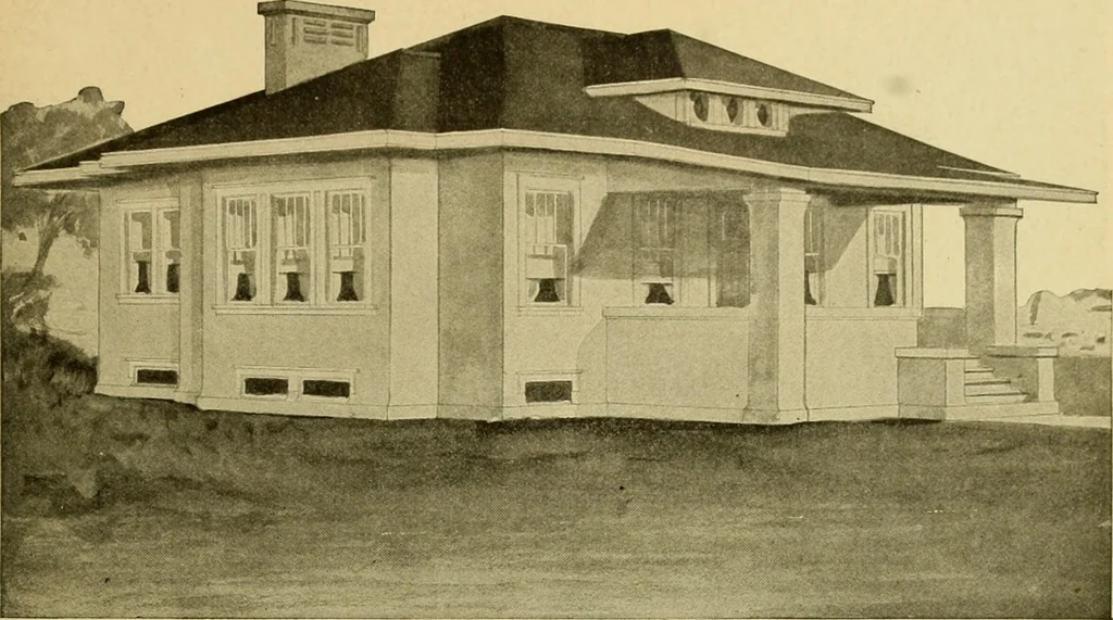 An illustration from Radford's artistic bungalows : unique collection of 208 designs, best modern ideas in bungalow architecture., 1908, leaf 90