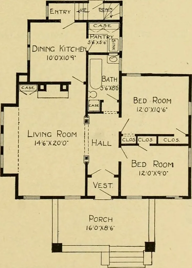 An illustration from Radford's artistic bungalows : unique collection of 208 designs, best modern ideas in bungalow architecture., 1908, leaf 90