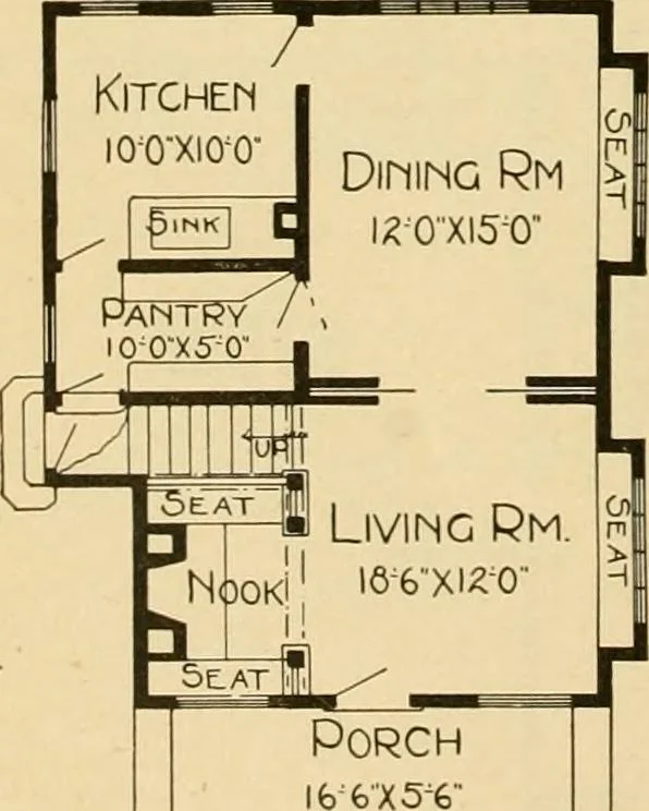 An illustration from Radford's artistic bungalows : unique collection of 208 designs, best modern ideas in bungalow architecture., 1908, leaf 91