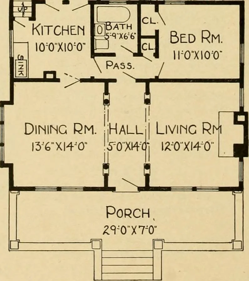 An illustration from Radford's artistic bungalows : unique collection of 208 designs, best modern ideas in bungalow architecture., 1908, leaf 93