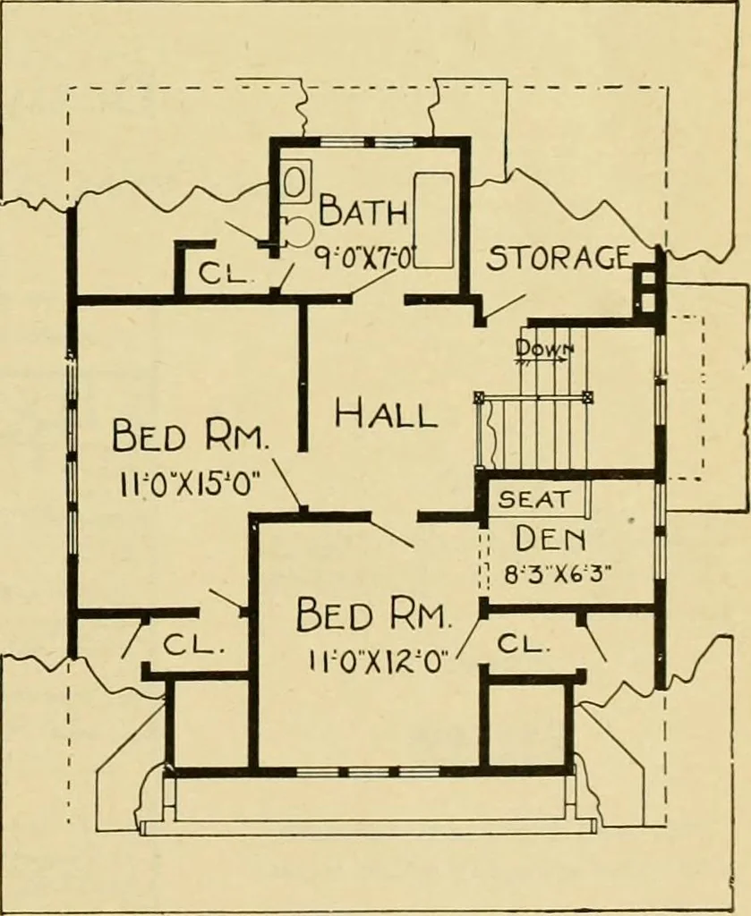 An illustration from Radford's artistic bungalows : unique collection of 208 designs, best modern ideas in bungalow architecture., 1908, leaf 98
