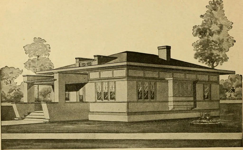 An illustration from Radford's artistic bungalows : unique collection of 208 designs, best modern ideas in bungalow architecture., 1908, leaf 99