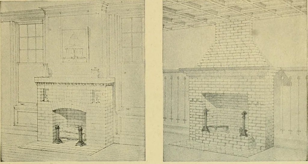 An illustration from Radford's brick houses and how to build them : a standard collection of new, original, and artistic designs for brick houses, apartments, stores and flats, garages, etc. ; together with complete instruction in the manufacture of brick and its practical uses as a building material selected and compiled by William A. Radford ... Every plan designed and executed by a corps of licensed architects of the highest professional standing, assisted by a staff of expert draftsmen. Over 300 designs and details., 1912, leaf 102
