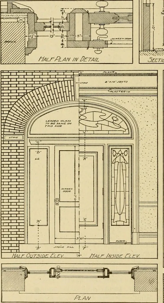 An illustration from Radford's brick houses and how to build them : a standard collection of new, original, and artistic designs for brick houses, apartments, stores and flats, garages, etc. ; together with complete instruction in the manufacture of brick and its practical uses as a building material selected and compiled by William A. Radford ... Every plan designed and executed by a corps of licensed architects of the highest professional standing, assisted by a staff of expert draftsmen. Over 300 designs and details., 1912, leaf 115