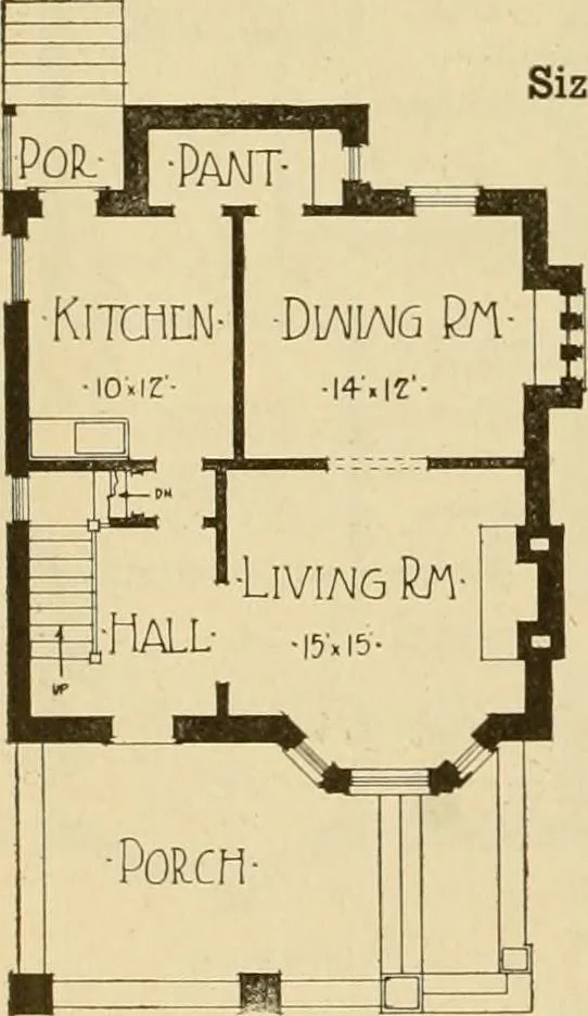 An illustration from Radford's brick houses and how to build them : a standard collection of new, original, and artistic designs for brick houses, apartments, stores and flats, garages, etc. ; together with complete instruction in the manufacture of brick and its practical uses as a building material selected and compiled by William A. Radford ... Every plan designed and executed by a corps of licensed architects of the highest professional standing, assisted by a staff of expert draftsmen. Over 300 designs and details., 1912, leaf 145