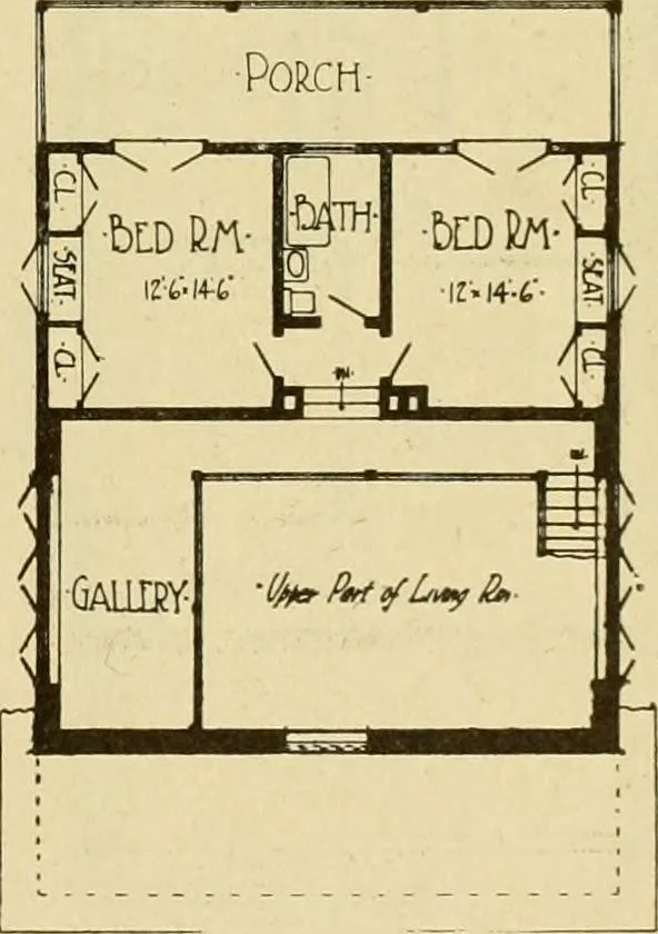 An illustration from Radford's brick houses and how to build them : a standard collection of new, original, and artistic designs for brick houses, apartments, stores and flats, garages, etc. ; together with complete instruction in the manufacture of brick and its practical uses as a building material selected and compiled by William A. Radford ... Every plan designed and executed by a corps of licensed architects of the highest professional standing, assisted by a staff of expert draftsmen. Over 300 designs and details., 1912, leaf 146