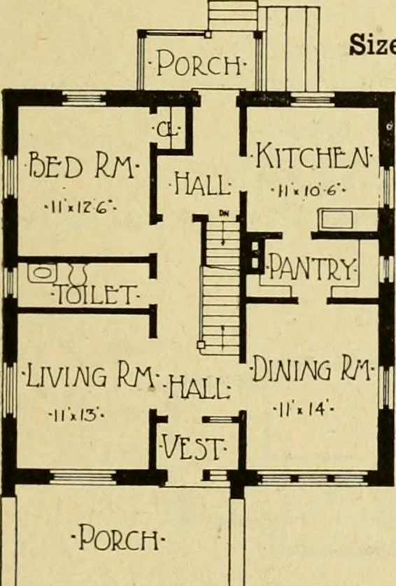 An illustration from Radford's brick houses and how to build them : a standard collection of new, original, and artistic designs for brick houses, apartments, stores and flats, garages, etc. ; together with complete instruction in the manufacture of brick and its practical uses as a building material selected and compiled by William A. Radford ... Every plan designed and executed by a corps of licensed architects of the highest professional standing, assisted by a staff of expert draftsmen. Over 300 designs and details., 1912, leaf 152