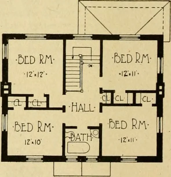 An illustration from Radford's brick houses and how to build them : a standard collection of new, original, and artistic designs for brick houses, apartments, stores and flats, garages, etc. ; together with complete instruction in the manufacture of brick and its practical uses as a building material selected and compiled by William A. Radford ... Every plan designed and executed by a corps of licensed architects of the highest professional standing, assisted by a staff of expert draftsmen. Over 300 designs and details., 1912, leaf 155