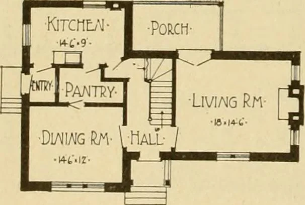 An illustration from Radford's brick houses and how to build them : a standard collection of new, original, and artistic designs for brick houses, apartments, stores and flats, garages, etc. ; together with complete instruction in the manufacture of brick and its practical uses as a building material selected and compiled by William A. Radford ... Every plan designed and executed by a corps of licensed architects of the highest professional standing, assisted by a staff of expert draftsmen. Over 300 designs and details., 1912, leaf 163
