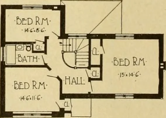 An illustration from Radford's brick houses and how to build them : a standard collection of new, original, and artistic designs for brick houses, apartments, stores and flats, garages, etc. ; together with complete instruction in the manufacture of brick and its practical uses as a building material selected and compiled by William A. Radford ... Every plan designed and executed by a corps of licensed architects of the highest professional standing, assisted by a staff of expert draftsmen. Over 300 designs and details., 1912, leaf 163