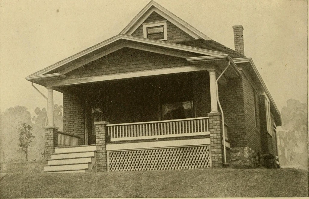 An illustration from Radford's brick houses and how to build them : a standard collection of new, original, and artistic designs for brick houses, apartments, stores and flats, garages, etc. ; together with complete instruction in the manufacture of brick and its practical uses as a building material selected and compiled by William A. Radford ... Every plan designed and executed by a corps of licensed architects of the highest professional standing, assisted by a staff of expert draftsmen. Over 300 designs and details., 1912, leaf 165