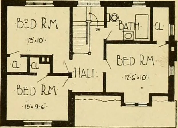 An illustration from Radford's brick houses and how to build them : a standard collection of new, original, and artistic designs for brick houses, apartments, stores and flats, garages, etc. ; together with complete instruction in the manufacture of brick and its practical uses as a building material selected and compiled by William A. Radford ... Every plan designed and executed by a corps of licensed architects of the highest professional standing, assisted by a staff of expert draftsmen. Over 300 designs and details., 1912, leaf 166