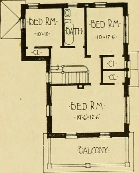 An illustration from Radford's brick houses and how to build them : a standard collection of new, original, and artistic designs for brick houses, apartments, stores and flats, garages, etc. ; together with complete instruction in the manufacture of brick and its practical uses as a building material selected and compiled by William A. Radford ... Every plan designed and executed by a corps of licensed architects of the highest professional standing, assisted by a staff of expert draftsmen. Over 300 designs and details., 1912, leaf 168