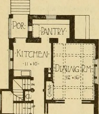 An illustration from Radford's brick houses and how to build them : a standard collection of new, original, and artistic designs for brick houses, apartments, stores and flats, garages, etc. ; together with complete instruction in the manufacture of brick and its practical uses as a building material selected and compiled by William A. Radford ... Every plan designed and executed by a corps of licensed architects of the highest professional standing, assisted by a staff of expert draftsmen. Over 300 designs and details., 1912, leaf 169