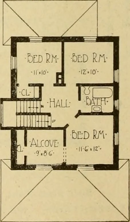 An illustration from Radford's brick houses and how to build them : a standard collection of new, original, and artistic designs for brick houses, apartments, stores and flats, garages, etc. ; together with complete instruction in the manufacture of brick and its practical uses as a building material selected and compiled by William A. Radford ... Every plan designed and executed by a corps of licensed architects of the highest professional standing, assisted by a staff of expert draftsmen. Over 300 designs and details., 1912, leaf 169