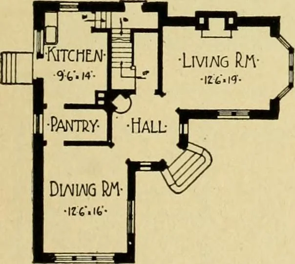 An illustration from Radford's brick houses and how to build them : a standard collection of new, original, and artistic designs for brick houses, apartments, stores and flats, garages, etc. ; together with complete instruction in the manufacture of brick and its practical uses as a building material selected and compiled by William A. Radford ... Every plan designed and executed by a corps of licensed architects of the highest professional standing, assisted by a staff of expert draftsmen. Over 300 designs and details., 1912, leaf 172