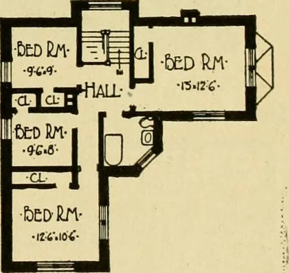 An illustration from Radford's brick houses and how to build them : a standard collection of new, original, and artistic designs for brick houses, apartments, stores and flats, garages, etc. ; together with complete instruction in the manufacture of brick and its practical uses as a building material selected and compiled by William A. Radford ... Every plan designed and executed by a corps of licensed architects of the highest professional standing, assisted by a staff of expert draftsmen. Over 300 designs and details., 1912, leaf 172