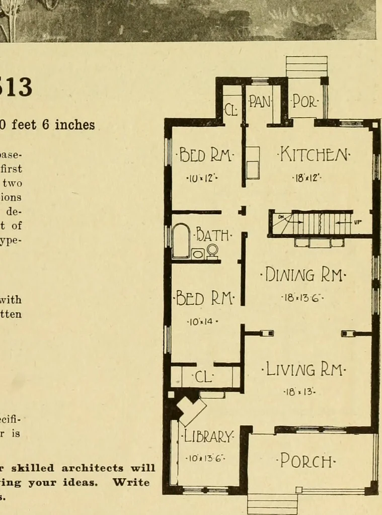 An illustration from Radford's brick houses and how to build them : a standard collection of new, original, and artistic designs for brick houses, apartments, stores and flats, garages, etc. ; together with complete instruction in the manufacture of brick and its practical uses as a building material selected and compiled by William A. Radford ... Every plan designed and executed by a corps of licensed architects of the highest professional standing, assisted by a staff of expert draftsmen. Over 300 designs and details., 1912, leaf 176