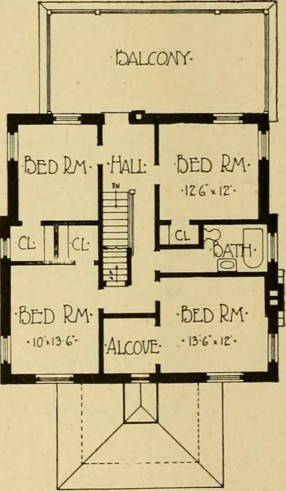 An illustration from Radford's brick houses and how to build them : a standard collection of new, original, and artistic designs for brick houses, apartments, stores and flats, garages, etc. ; together with complete instruction in the manufacture of brick and its practical uses as a building material selected and compiled by William A. Radford ... Every plan designed and executed by a corps of licensed architects of the highest professional standing, assisted by a staff of expert draftsmen. Over 300 designs and details., 1912, leaf 179