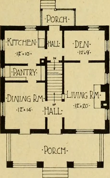 An illustration from Radford's brick houses and how to build them : a standard collection of new, original, and artistic designs for brick houses, apartments, stores and flats, garages, etc. ; together with complete instruction in the manufacture of brick and its practical uses as a building material selected and compiled by William A. Radford ... Every plan designed and executed by a corps of licensed architects of the highest professional standing, assisted by a staff of expert draftsmen. Over 300 designs and details., 1912, leaf 180