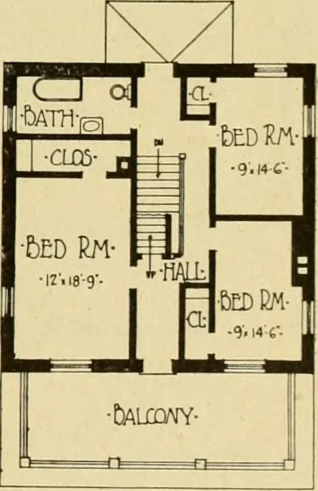 An illustration from Radford's brick houses and how to build them : a standard collection of new, original, and artistic designs for brick houses, apartments, stores and flats, garages, etc. ; together with complete instruction in the manufacture of brick and its practical uses as a building material selected and compiled by William A. Radford ... Every plan designed and executed by a corps of licensed architects of the highest professional standing, assisted by a staff of expert draftsmen. Over 300 designs and details., 1912, leaf 180