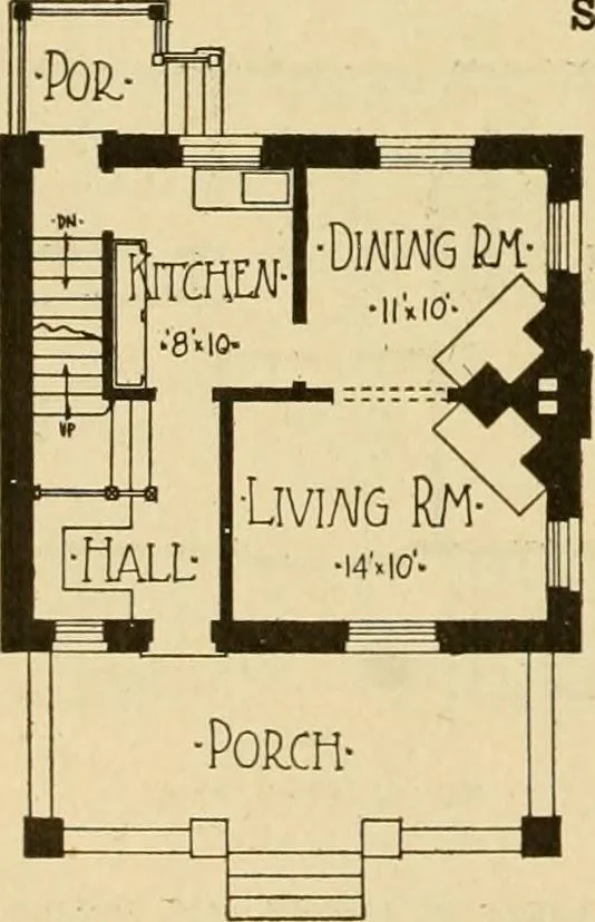 An illustration from Radford's brick houses and how to build them : a standard collection of new, original, and artistic designs for brick houses, apartments, stores and flats, garages, etc. ; together with complete instruction in the manufacture of brick and its practical uses as a building material selected and compiled by William A. Radford ... Every plan designed and executed by a corps of licensed architects of the highest professional standing, assisted by a staff of expert draftsmen. Over 300 designs and details., 1912, leaf 185