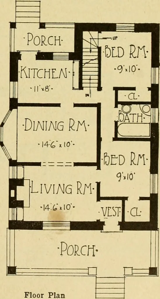 An illustration from Radford's brick houses and how to build them : a standard collection of new, original, and artistic designs for brick houses, apartments, stores and flats, garages, etc. ; together with complete instruction in the manufacture of brick and its practical uses as a building material selected and compiled by William A. Radford ... Every plan designed and executed by a corps of licensed architects of the highest professional standing, assisted by a staff of expert draftsmen. Over 300 designs and details., 1912, leaf 192