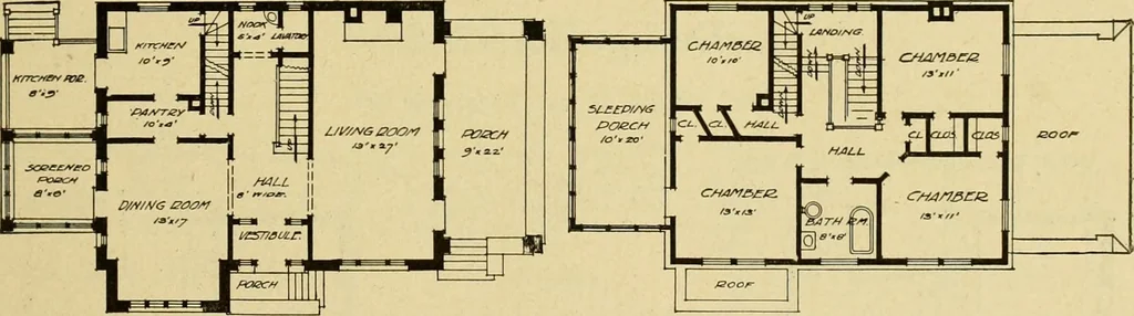 An illustration from Radford's brick houses and how to build them : a standard collection of new, original, and artistic designs for brick houses, apartments, stores and flats, garages, etc. ; together with complete instruction in the manufacture of brick and its practical uses as a building material selected and compiled by William A. Radford ... Every plan designed and executed by a corps of licensed architects of the highest professional standing, assisted by a staff of expert draftsmen. Over 300 designs and details., 1912, leaf 194
