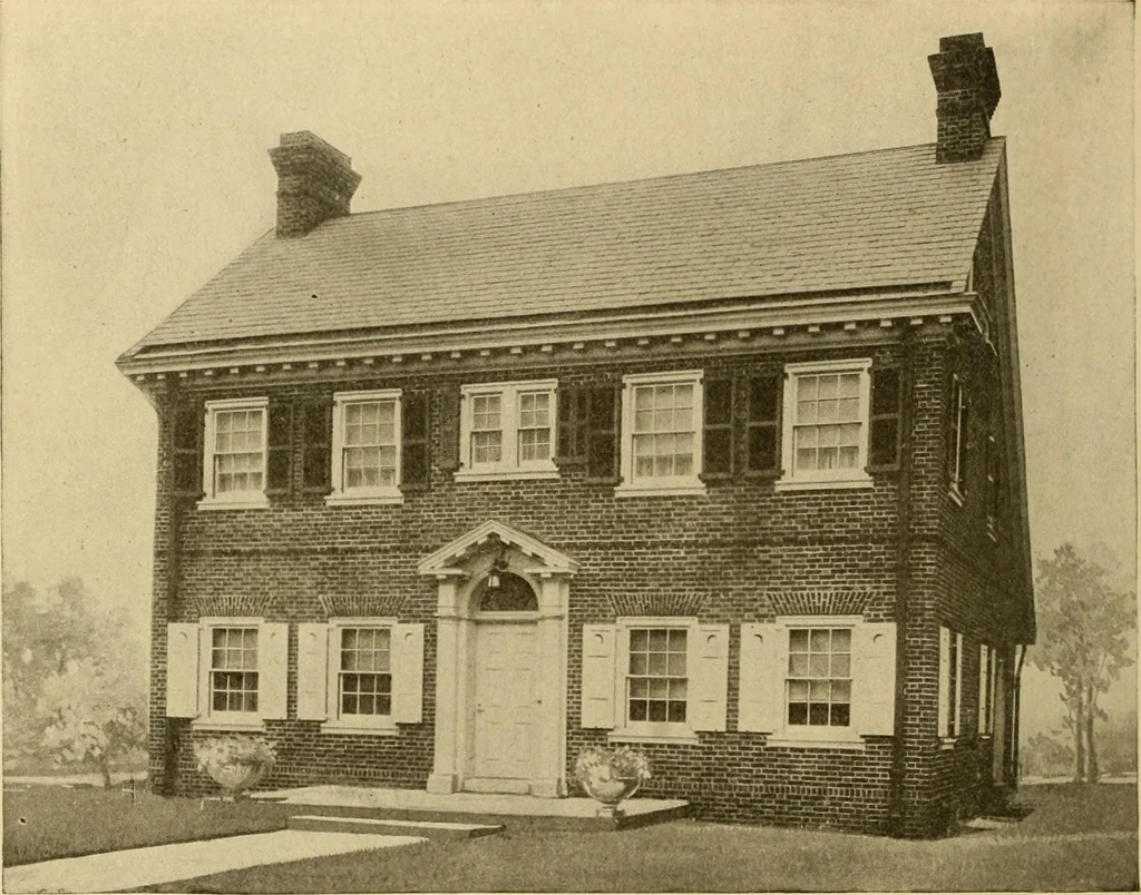 An illustration from Radford's brick houses and how to build them : a standard collection of new, original, and artistic designs for brick houses, apartments, stores and flats, garages, etc. ; together with complete instruction in the manufacture of brick and its practical uses as a building material selected and compiled by William A. Radford ... Every plan designed and executed by a corps of licensed architects of the highest professional standing, assisted by a staff of expert draftsmen. Over 300 designs and details., 1912, leaf 195