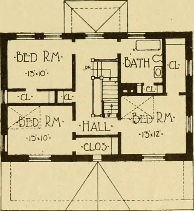 An illustration from Radford's brick houses and how to build them : a standard collection of new, original, and artistic designs for brick houses, apartments, stores and flats, garages, etc. ; together with complete instruction in the manufacture of brick and its practical uses as a building material selected and compiled by William A. Radford ... Every plan designed and executed by a corps of licensed architects of the highest professional standing, assisted by a staff of expert draftsmen. Over 300 designs and details., 1912, leaf 196