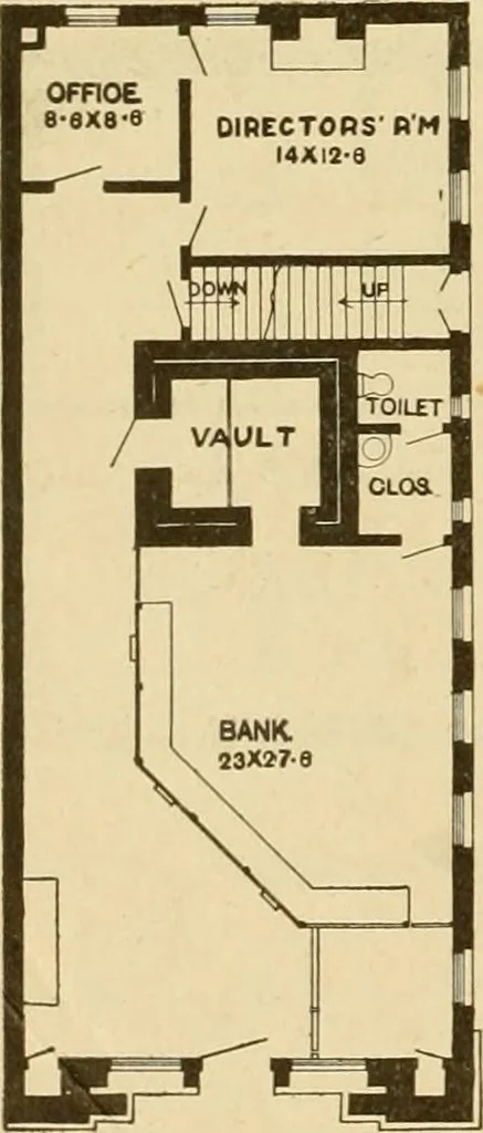 An illustration from Radford's brick houses and how to build them : a standard collection of new, original, and artistic designs for brick houses, apartments, stores and flats, garages, etc. ; together with complete instruction in the manufacture of brick and its practical uses as a building material selected and compiled by William A. Radford ... Every plan designed and executed by a corps of licensed architects of the highest professional standing, assisted by a staff of expert draftsmen. Over 300 designs and details., 1912, leaf 201
