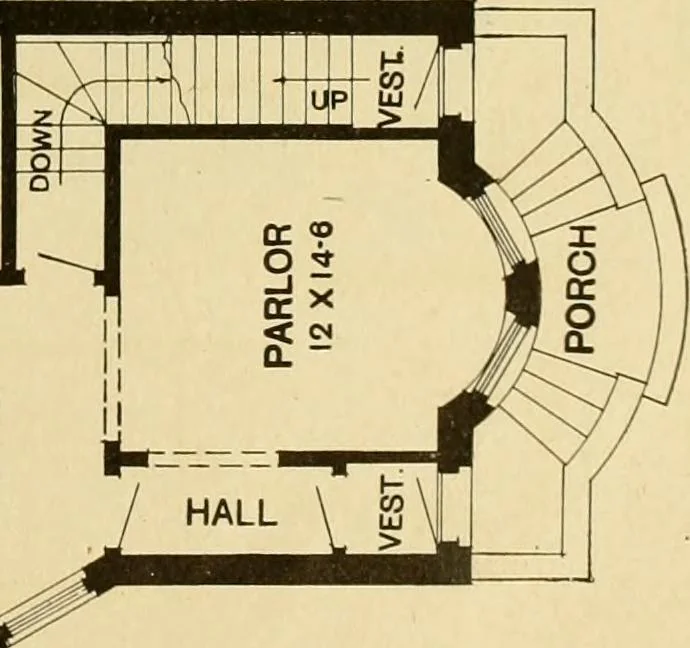 An illustration from Radford's brick houses and how to build them : a standard collection of new, original, and artistic designs for brick houses, apartments, stores and flats, garages, etc. ; together with complete instruction in the manufacture of brick and its practical uses as a building material selected and compiled by William A. Radford ... Every plan designed and executed by a corps of licensed architects of the highest professional standing, assisted by a staff of expert draftsmen. Over 300 designs and details., 1912, leaf 208