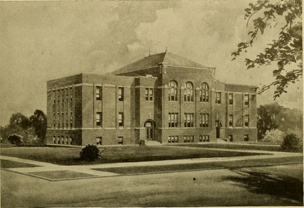 An illustration from Radford's brick houses and how to build them : a standard collection of new, original, and artistic designs for brick houses, apartments, stores and flats, garages, etc. ; together with complete instruction in the manufacture of brick and its practical uses as a building material selected and compiled by William A. Radford ... Every plan designed and executed by a corps of licensed architects of the highest professional standing, assisted by a staff of expert draftsmen. Over 300 designs and details., 1912, leaf 212