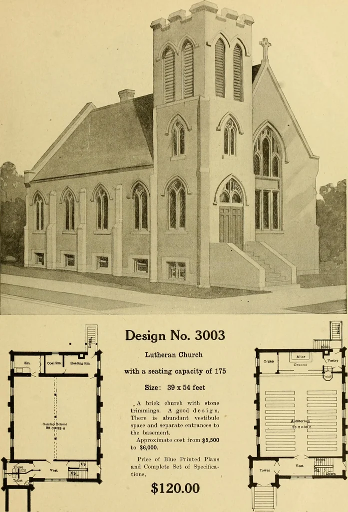 An illustration from Radford's brick houses and how to build them : a standard collection of new, original, and artistic designs for brick houses, apartments, stores and flats, garages, etc. ; together with complete instruction in the manufacture of brick and its practical uses as a building material selected and compiled by William A. Radford ... Every plan designed and executed by a corps of licensed architects of the highest professional standing, assisted by a staff of expert draftsmen. Over 300 designs and details., 1912, leaf 216