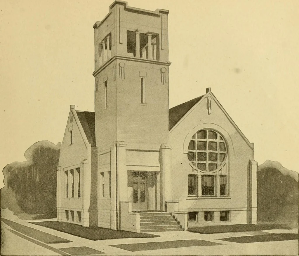 An illustration from Radford's brick houses and how to build them : a standard collection of new, original, and artistic designs for brick houses, apartments, stores and flats, garages, etc. ; together with complete instruction in the manufacture of brick and its practical uses as a building material selected and compiled by William A. Radford ... Every plan designed and executed by a corps of licensed architects of the highest professional standing, assisted by a staff of expert draftsmen. Over 300 designs and details., 1912, leaf 222
