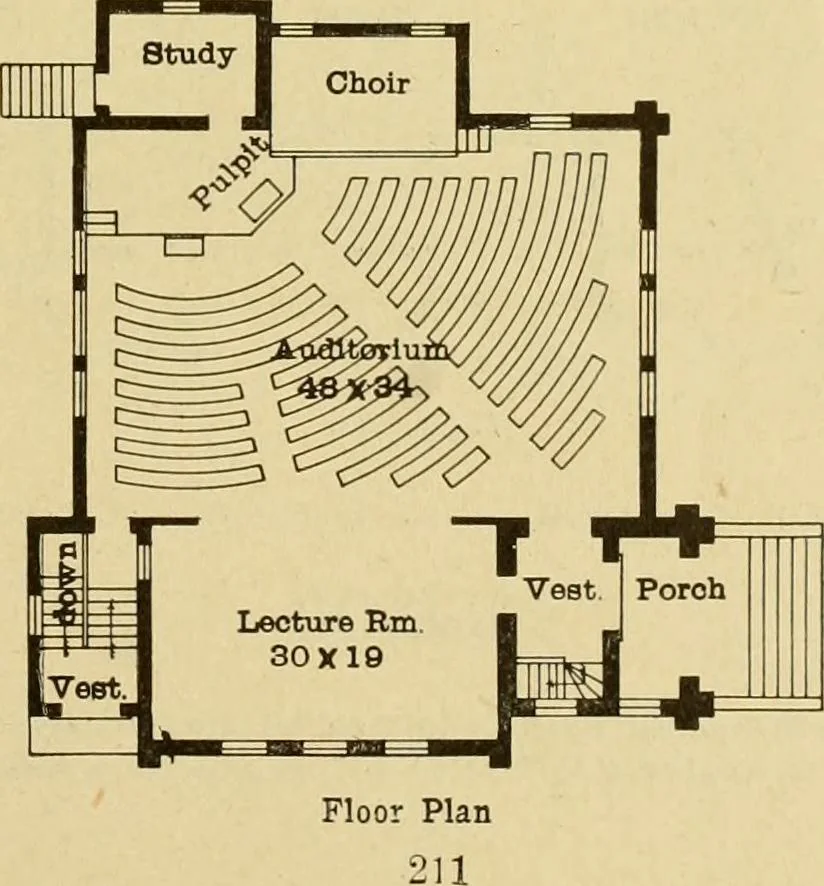An illustration from Radford's brick houses and how to build them : a standard collection of new, original, and artistic designs for brick houses, apartments, stores and flats, garages, etc. ; together with complete instruction in the manufacture of brick and its practical uses as a building material selected and compiled by William A. Radford ... Every plan designed and executed by a corps of licensed architects of the highest professional standing, assisted by a staff of expert draftsmen. Over 300 designs and details., 1912, leaf 222