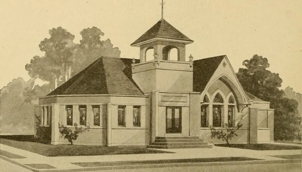 An illustration from Radford's brick houses and how to build them : a standard collection of new, original, and artistic designs for brick houses, apartments, stores and flats, garages, etc. ; together with complete instruction in the manufacture of brick and its practical uses as a building material selected and compiled by William A. Radford ... Every plan designed and executed by a corps of licensed architects of the highest professional standing, assisted by a staff of expert draftsmen. Over 300 designs and details., 1912, leaf 223
