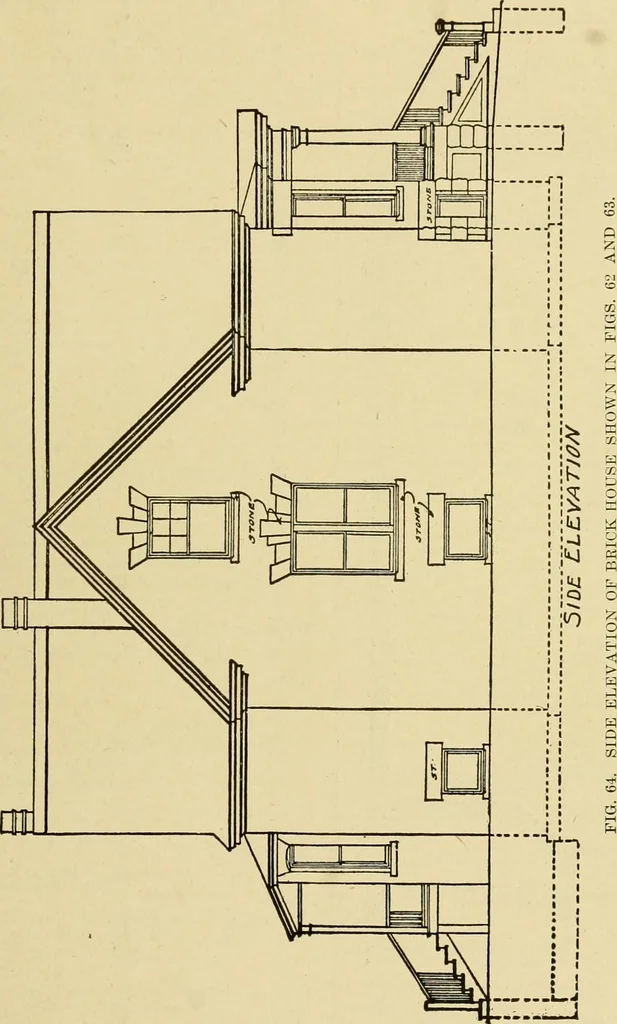 An illustration from Radford's brick houses and how to build them : a standard collection of new, original, and artistic designs for brick houses, apartments, stores and flats, garages, etc. ; together with complete instruction in the manufacture of brick and its practical uses as a building material selected and compiled by William A. Radford ... Every plan designed and executed by a corps of licensed architects of the highest professional standing, assisted by a staff of expert draftsmen. Over 300 designs and details., 1912, leaf 70
