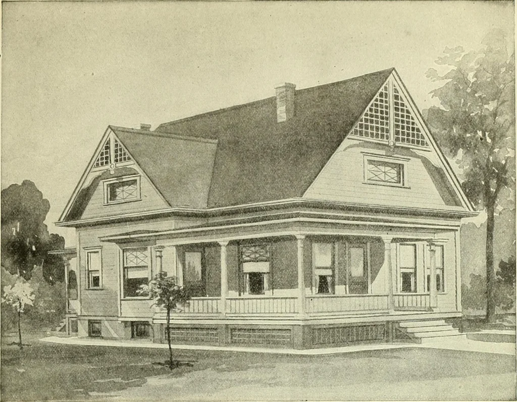 An illustration from Radford's combined house and barn plan book, 1908, leaf 102